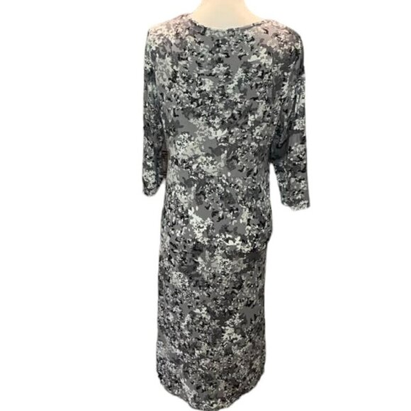 RJR JOHN ROCHA Grey Floral Print 3/4 Sleeved Midi Dress - Picture 3 of 3